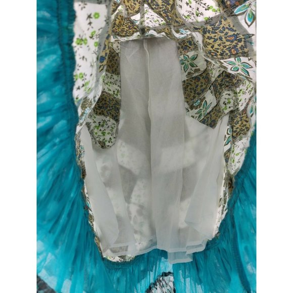$170 Anthropologie Raga Size M Floral Patchwork Ruffle Lined Maxi Skirt Boho - Picture 4 of 9